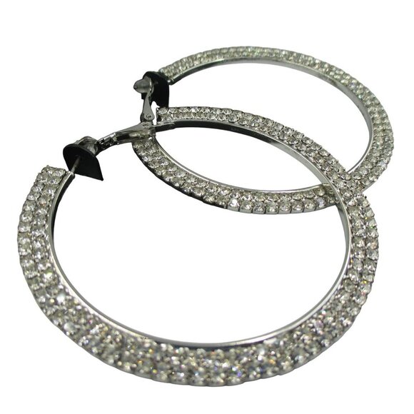 nOir Jewelry Pressed Crystal Sparkle 2” Hoop NWT Y2K Party - Picture 4 of 5
